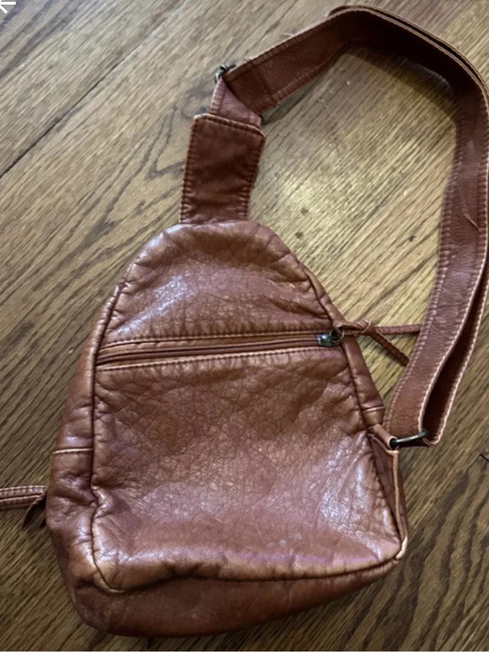 Brown Leather Crossbody Sling Bag - Casual Everyday